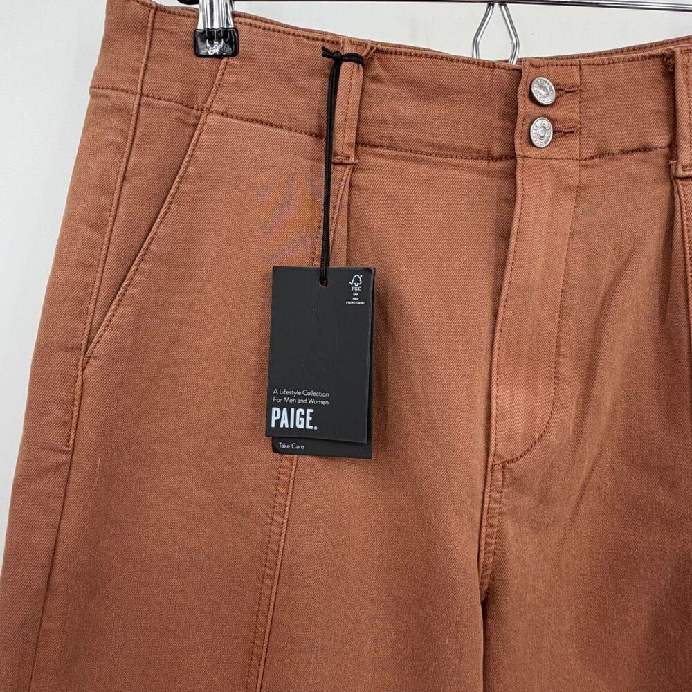 PAIGE Brooklyn 31 Wide Leg Pants Brown High Rise NWT Size 30 - Picture 2 of 12